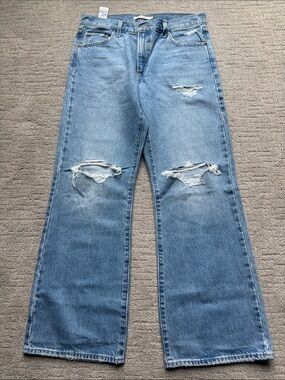 Levi's Light Blue Distressed Baggy Boot Jeans